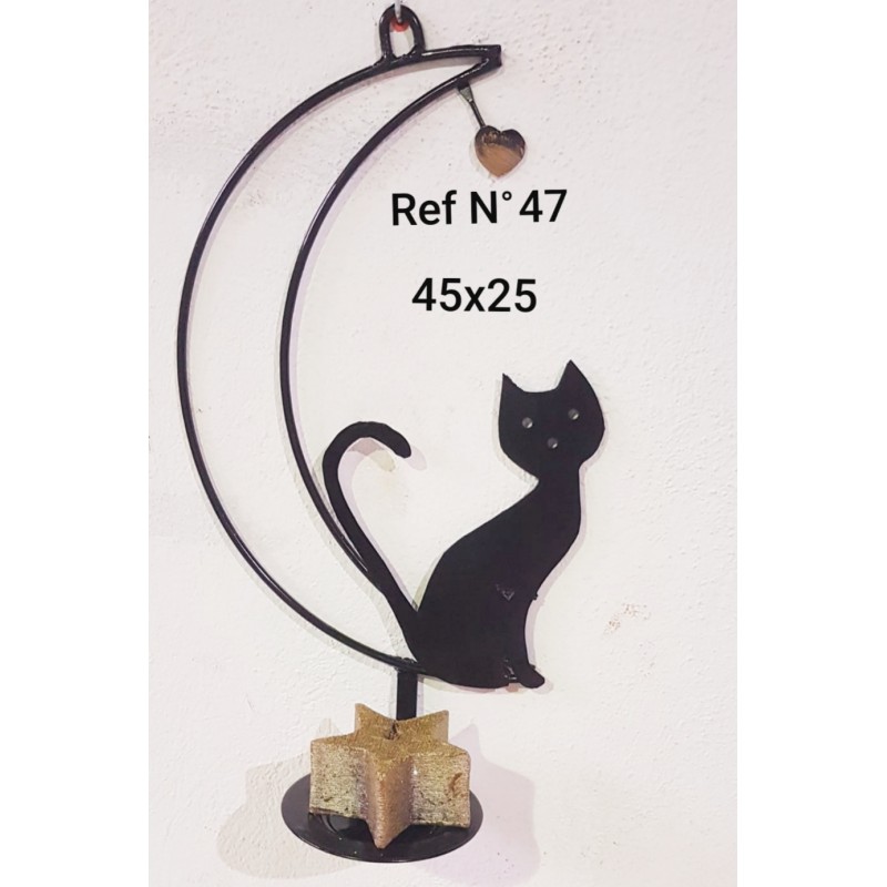 Soporte Luna Gato Pequeño  Corazón Vela N°47