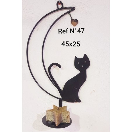 Soporte Luna Gato Pequeño  Corazón Vela N°47