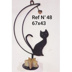 Soporte Luna Gato Grande Corazón maceta Ref N° 48-M o Vela Ref N°48 V48