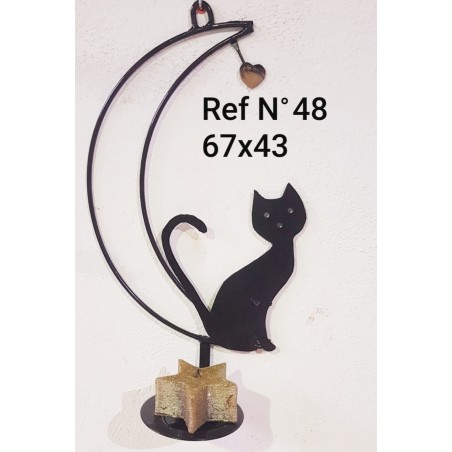 Soporte Luna Gato Grande Corazón maceta Ref N° 48-M o Vela Ref N°48 V48