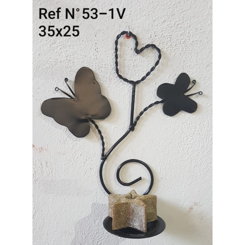 Soporte Flor Tulipán Mariposas  1 vela  Ref 53