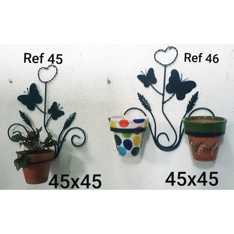Soporte  Flor Tulipán Mariposas  2 Macetas  Ref N°46